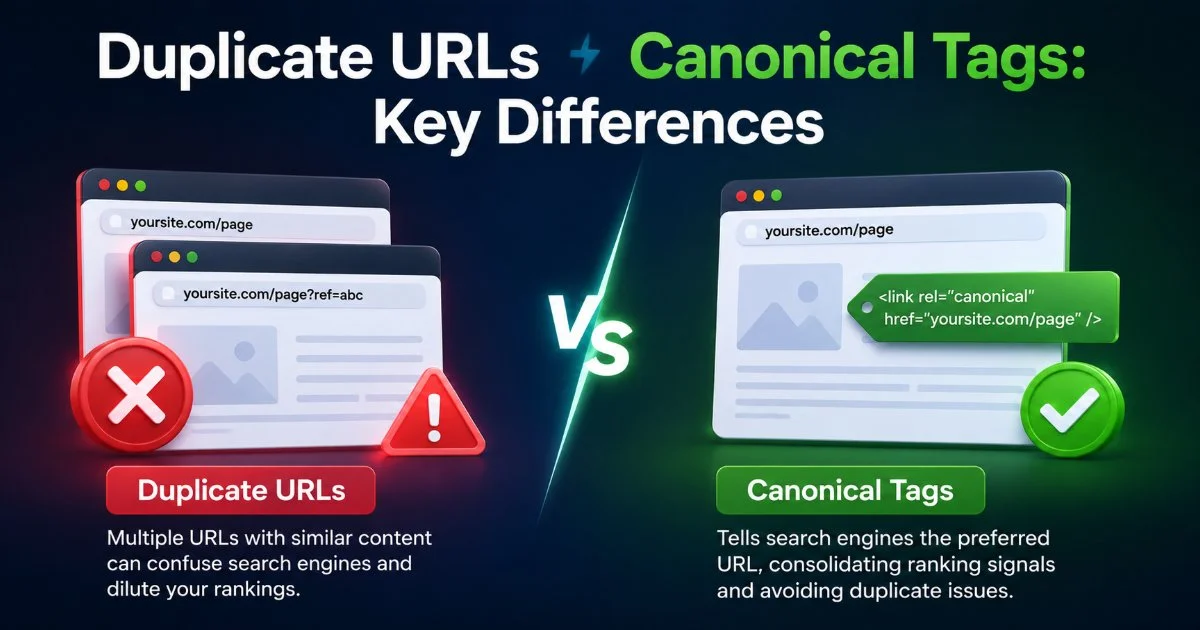 Duplicate URLs vs Canonical Tags: Key Differences